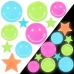 Fluorescent Luminous Wall Stickers Smiley Faces Stars Colorful 10 pcs.