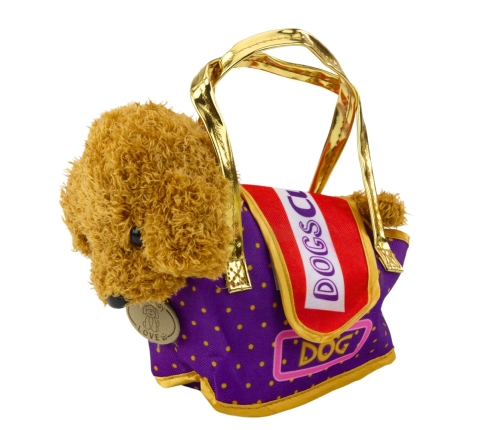 Poodle Dog in Velcro Bag, Soft Toy, Light Brown