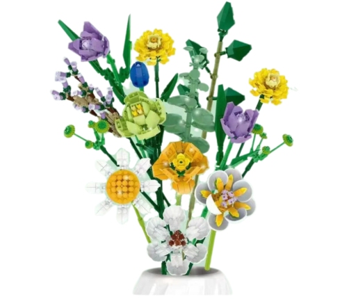 Construction Blocks Decorative Bouquet of Colorful Flowers 997 pcs.