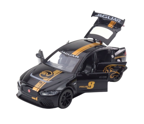 Sports Car Metal Pull-Back Drive Lights Sounds Black 1:32