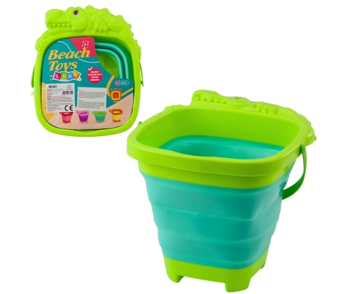 Foldable Silicone Crocodile Beach Bucket Green