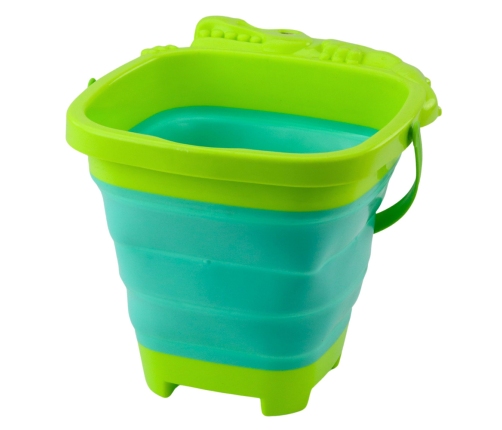 Foldable Silicone Crocodile Beach Bucket Green