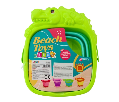 Foldable Silicone Crocodile Beach Bucket Green