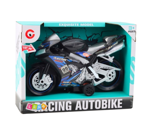 Racing Bike Racer Drive Lights Sounds Black Blue