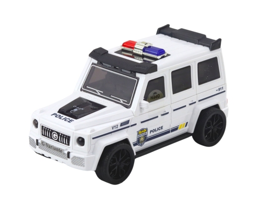 Police Off-Road Car With Friction Drive, Opening Track, White