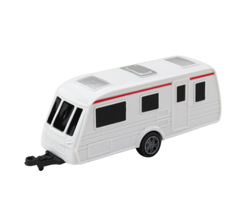 Set of Metal Car with Camper Trailer Red