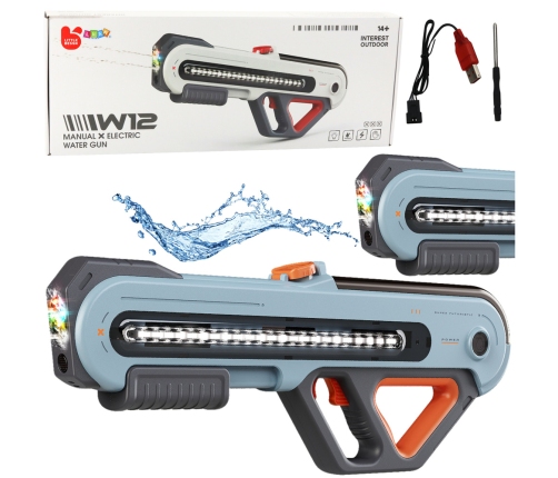 Large Gun Rifle W12 Electric Water LED Gray 60cm
