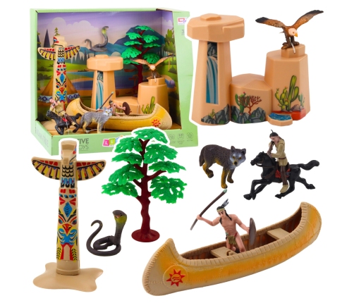 Set of Indian Figures Village Indians Kayak Totem