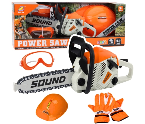 Chainsaw Helmet Glasses Gloves Sounds Set
