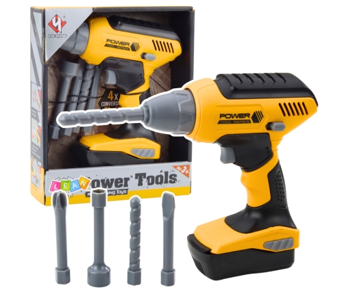 Battery Powered Drill Driver 4 Interchangeable Bits LED Light