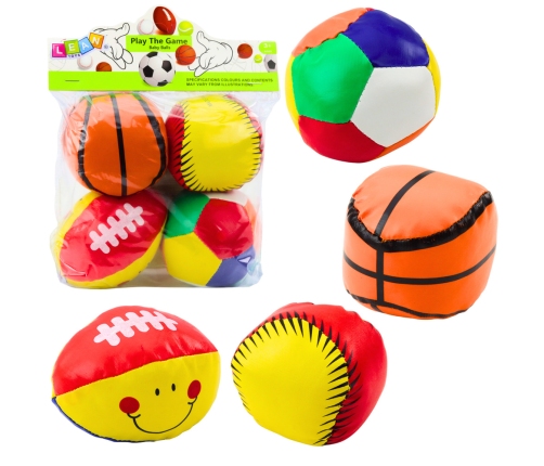 Soft Sports Balls Basketball Rugby Football Baseball Set of 4