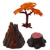 Set of Realistic Dinosaurs Volcano Tree Figurines 6pcs