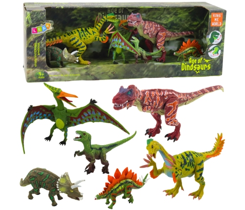 Set of Dinosaurs Figures Movable Legs Mouths 6pcs