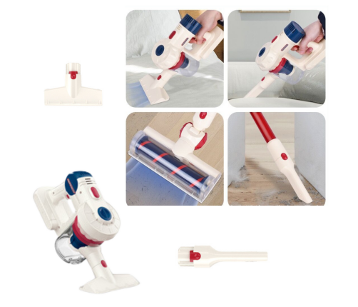 Upright Vacuum Cleaner Kids Cleaning Kit Lights Sounds Station White