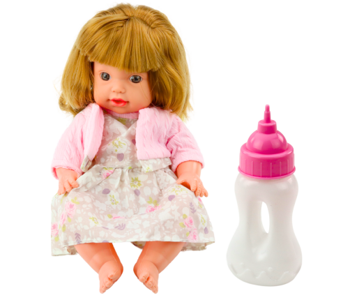 Baby Doll With Feeding Bottle Dress Powder Pink Sounds 30cm