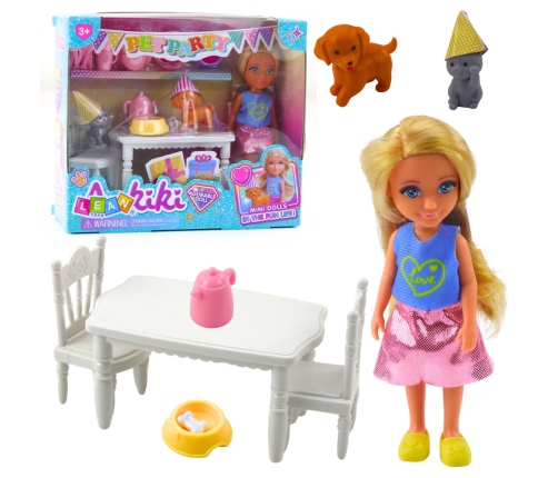 Birthday Set Doll Animals Dog Cat Table Accessories