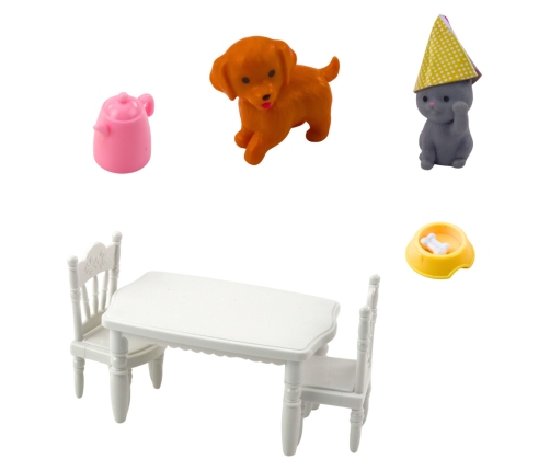 Birthday Set Doll Animals Dog Cat Table Accessories