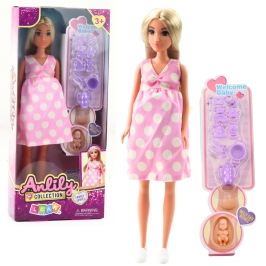 Anlily Pregnant Doll Polka Dot Dress Accessories Baby