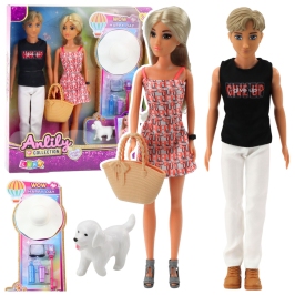 Anlily Doll Set: Girl with Boy, Hat, and Dog Accessories