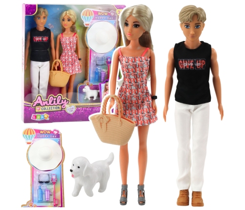 Anlily Doll Set: Girl with Boy, Hat, and Dog Accessories
