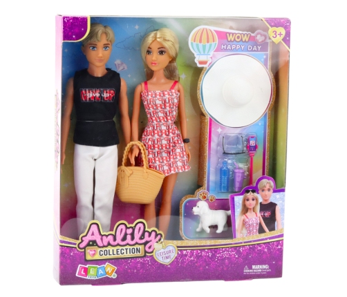 Anlily Doll Set: Girl with Boy, Hat, and Dog Accessories