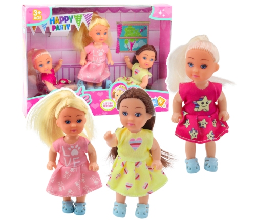 SET OF 3 MINI DOLLS BIRTHDAY PARTY BIRTHDAY DRESS 3 PCS.
