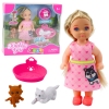 Mini Doll Set with Dog and Kitten Bed and Food Bowl