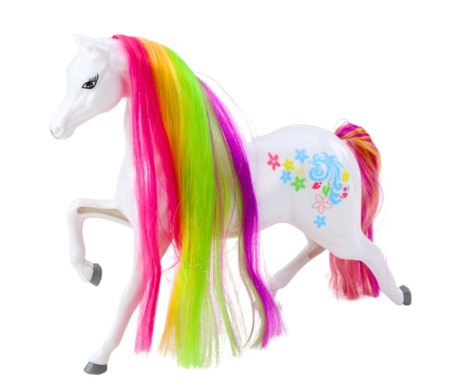 Figurine Large Fairytale Horse Rainbow Mane Colorful Decorations White