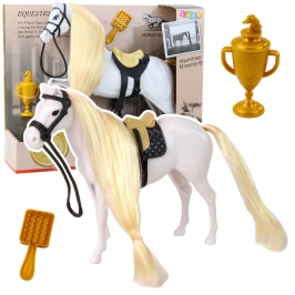 Horse With Long Mane Saddle Cup Brush Accessories White