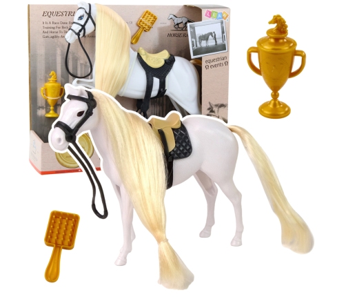 Horse With Long Mane Saddle Cup Brush Accessories White