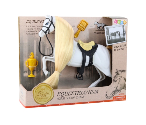 Horse With Long Mane Saddle Cup Brush Accessories White