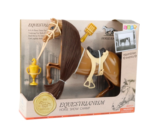 Horse With Long Mane Saddle Cup Brush Accessories Brown