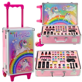 Unicorn Pink Wheeled Suitcase Beauty Set