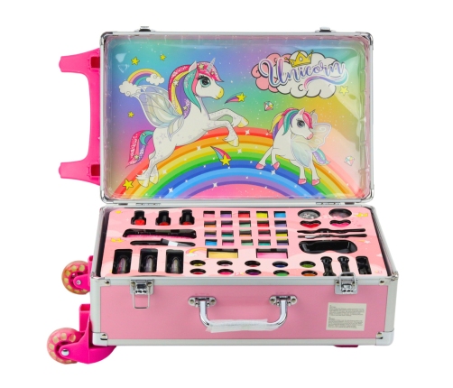 Unicorn Pink Wheeled Suitcase Beauty Set