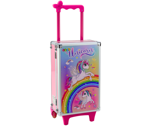 Unicorn Pink Wheeled Suitcase Beauty Set
