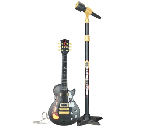 Children's Music Set Guitar Stand with Microphone Black