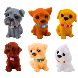 Set of Figures Cute Dogs Puppies Rubber 8cm 6pcs