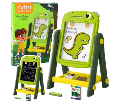 Double-sided Magnetic Dry Erase Board Dinosaur Green Accessories