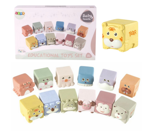 Set of Soft Sensory Educational Animals Blocks 12pcs