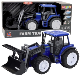 Farm Tractor With Moving Bucket Lights Sounds Blue 1:18