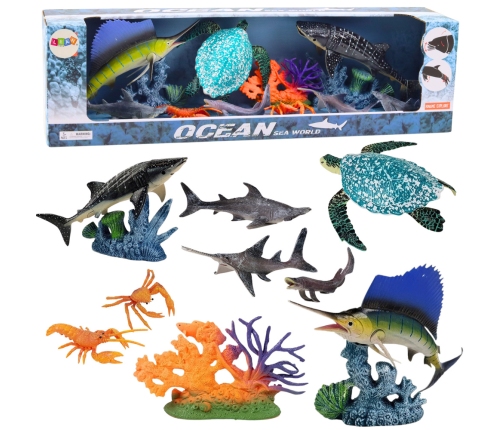 Set of Figures Sea Animals Movable Elements Turtle