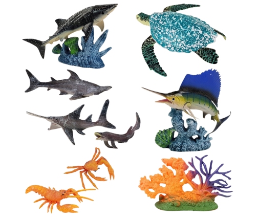 Set of Figures Sea Animals Movable Elements Turtle