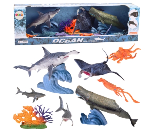 Set of Figures Sea Animals Movable Elements Ray