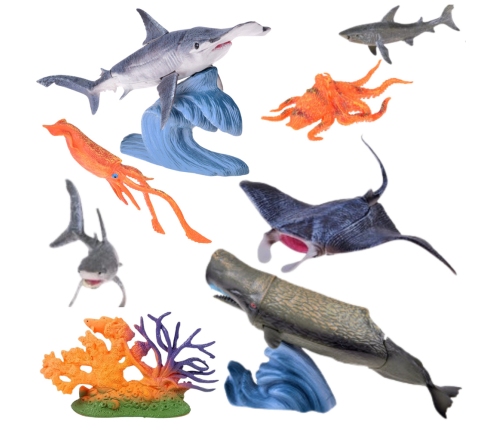 Set of Figures Sea Animals Movable Elements Ray