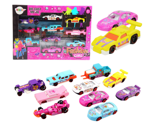 Set of Pink Cars for Girls 10pcs