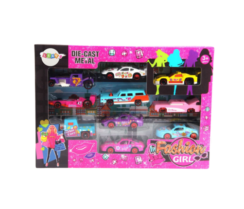 Set of Pink Cars for Girls 10pcs