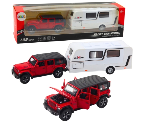 Set of Car Off-road Camper Metal Drive Lights Sounds Red 1:32