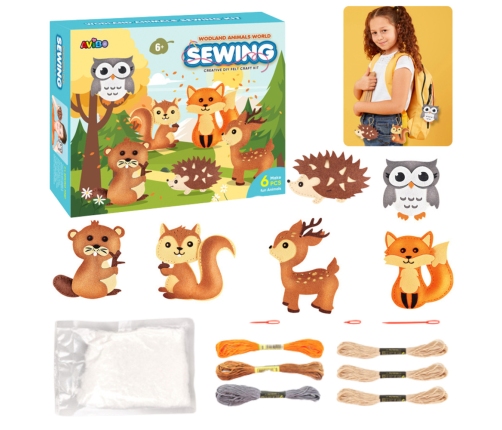 Creative Set of Embroidery Felt Forest Animals 6pcs