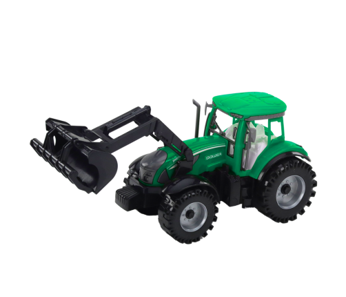Set of tractor with loader and agricultural baler Green