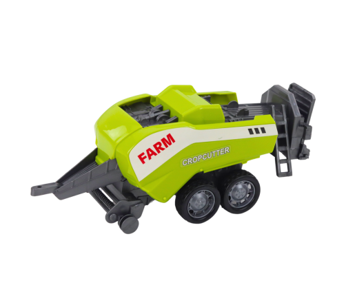 Set of tractor with loader and agricultural baler Green